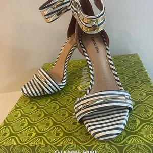 Gianni bini Lilliana navy white striped sandals. Size 8. Brand new with box.